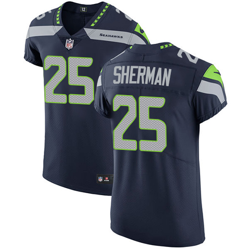 Nike Seahawks #25 Richard Sherman Steel Blue Team Color Men's Stitched NFL Vapor Untouchable Elite Jersey - Click Image to Close